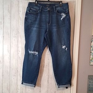 Judy Blue Dark Wash Distressed Boyfriend Jeans